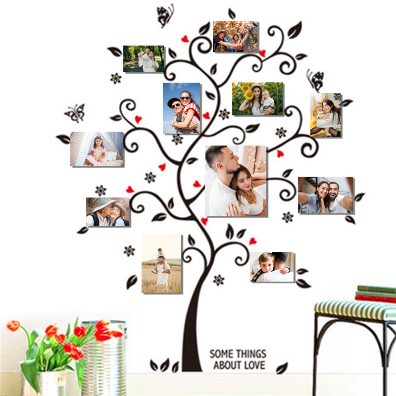 Family Tree Print - DIY Family กรอบรูปต้นไม้สติ๊กเกอร์ติดผนัง Home Decor ห้องนั่งเล่นห้องนอน