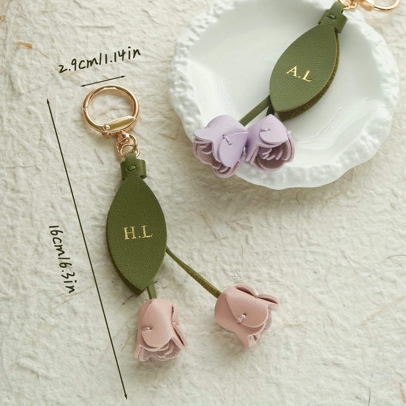 พวงกุญแจหนังลายดอกทิวลิปแบบปรั - Monogram Keychain Leather บทวิจารณ์และราคา